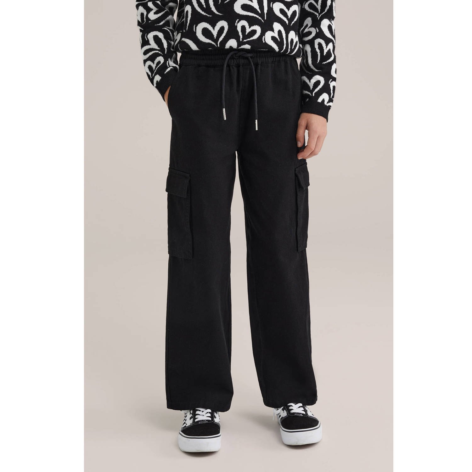 WE Fashion straight casual broek zwart