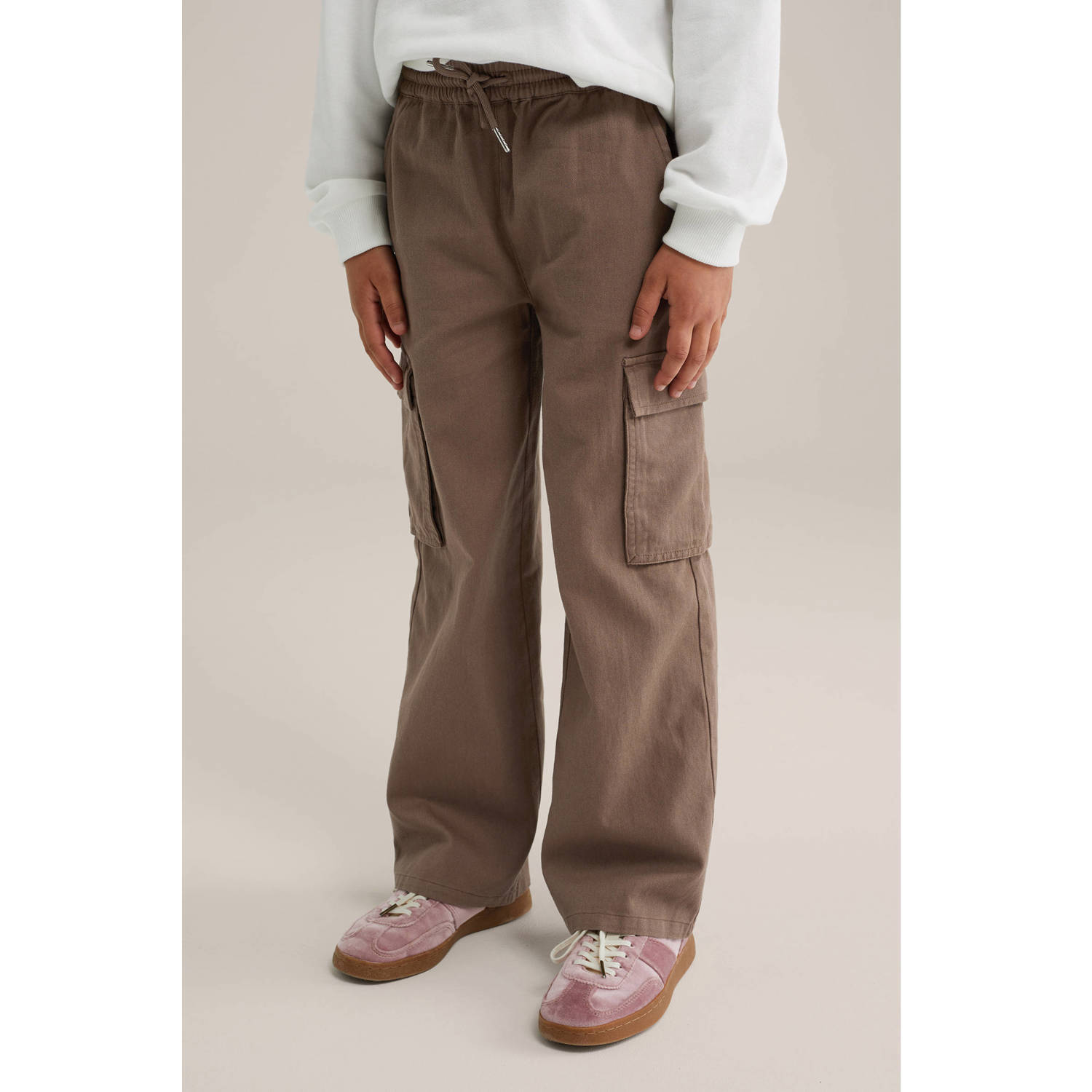 WE Fashion straight casual broek bruin