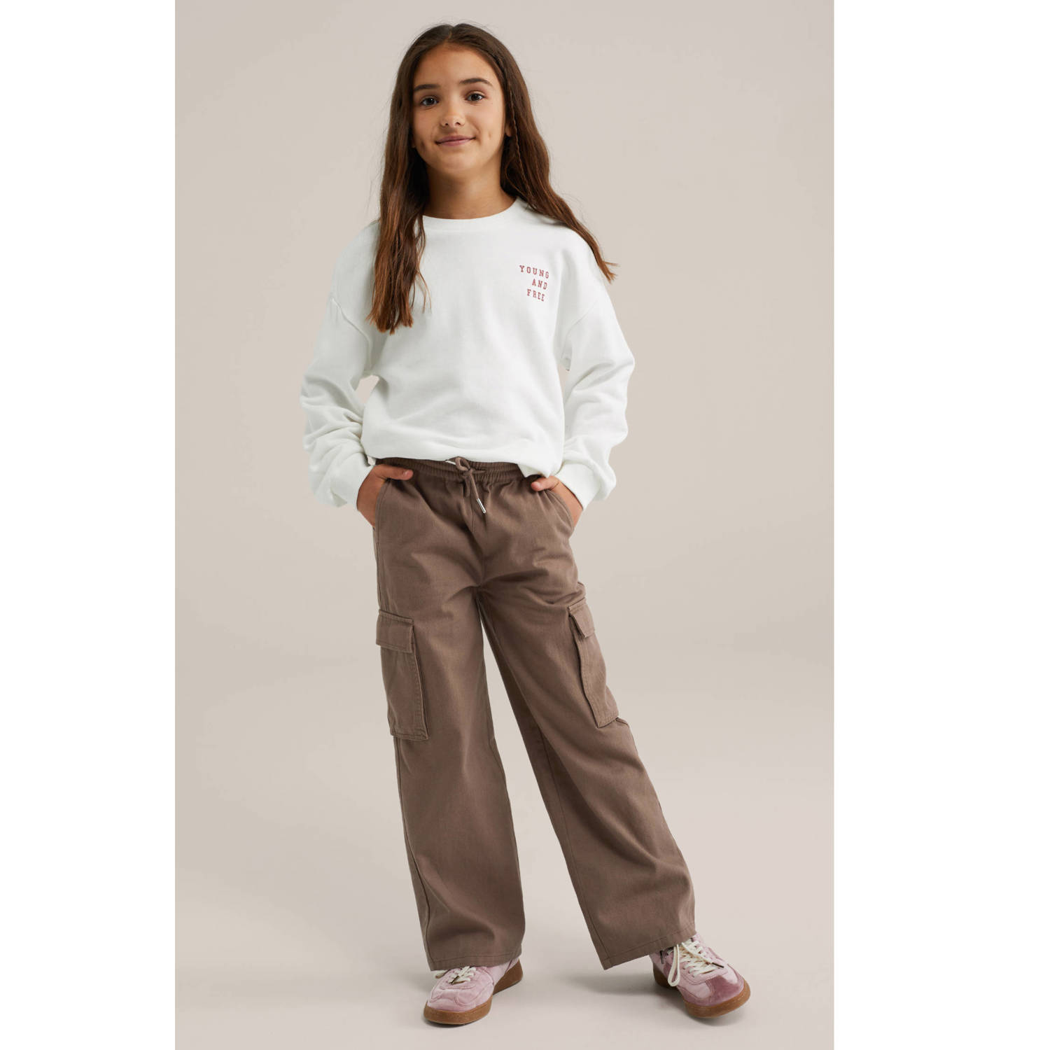 WE Fashion straight casual broek bruin