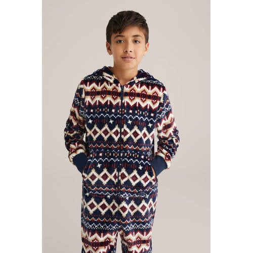WE Fashion onesie all over print donkerblauw afbeelding