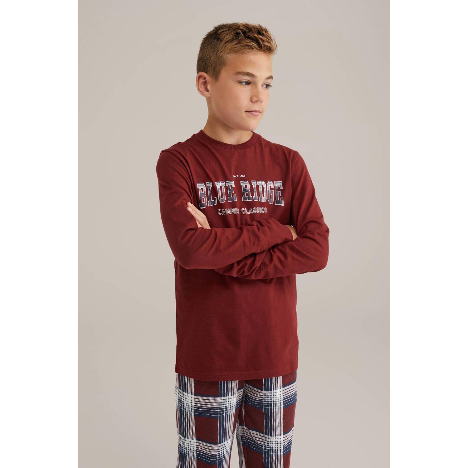 WE Fashion Blue Ridge pyjamaset donkerrood