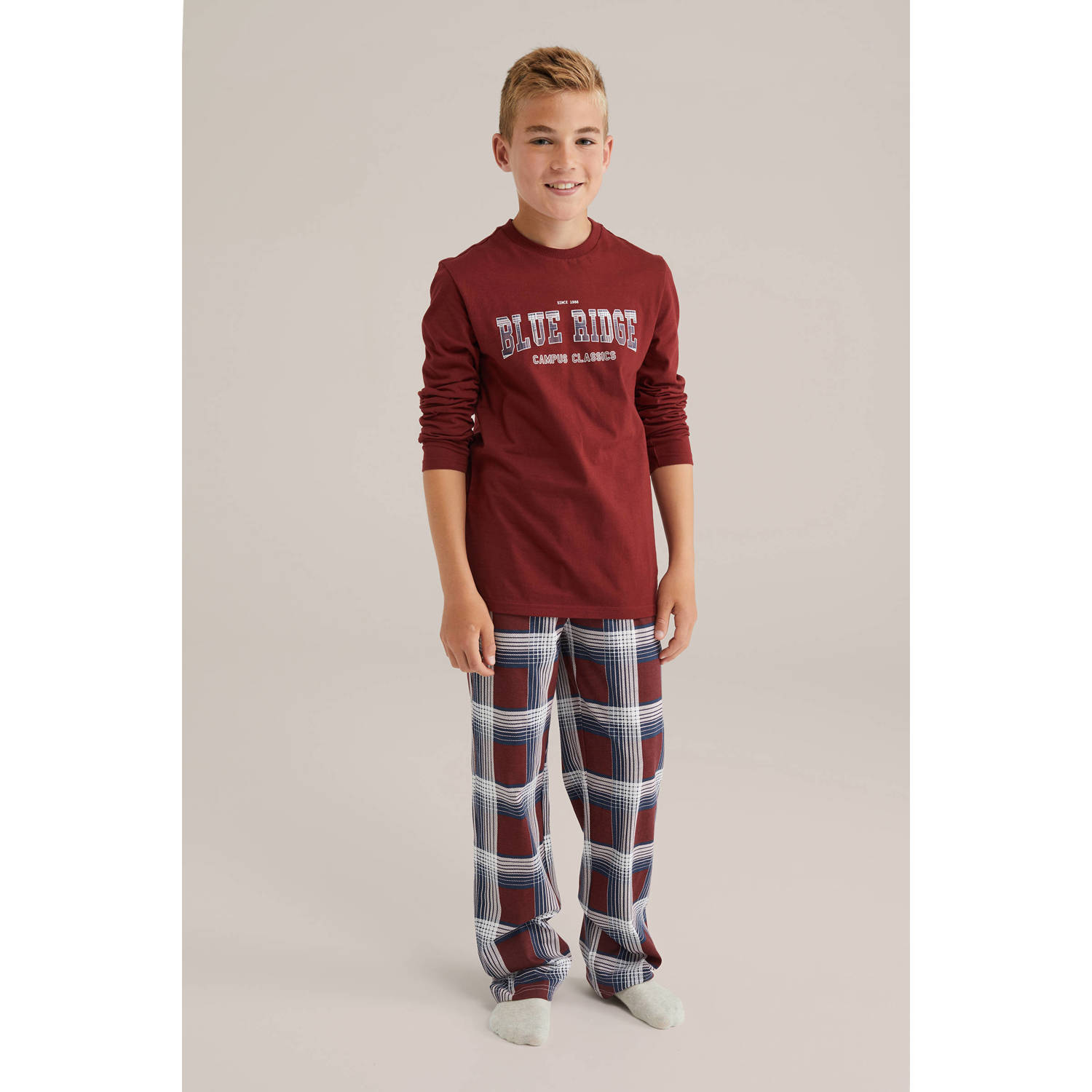 WE Fashion Blue Ridge pyjamaset donkerrood