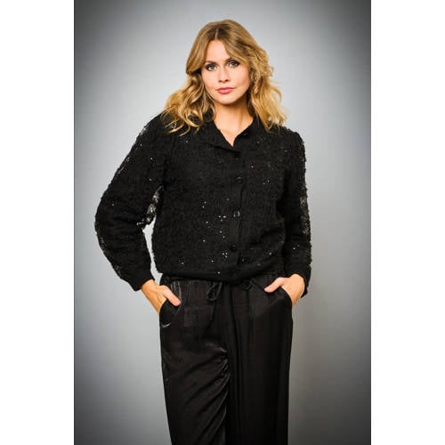 &Co Woman gebreid vest zwart met pailletten afbeelding