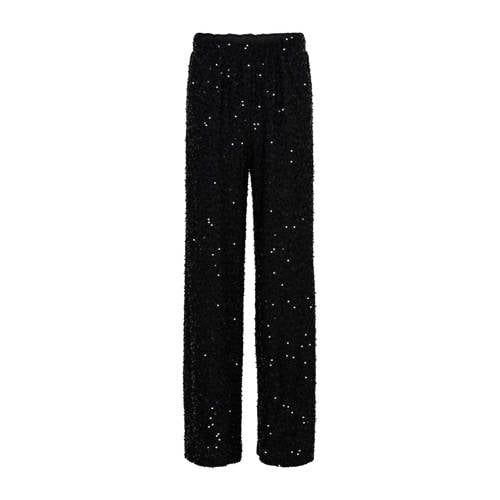&Co Woman straight high waist broek zwart met pailletten afbeelding