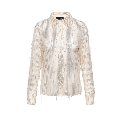 &Co Woman gestreepte blouse crème met pailletten afbeelding
