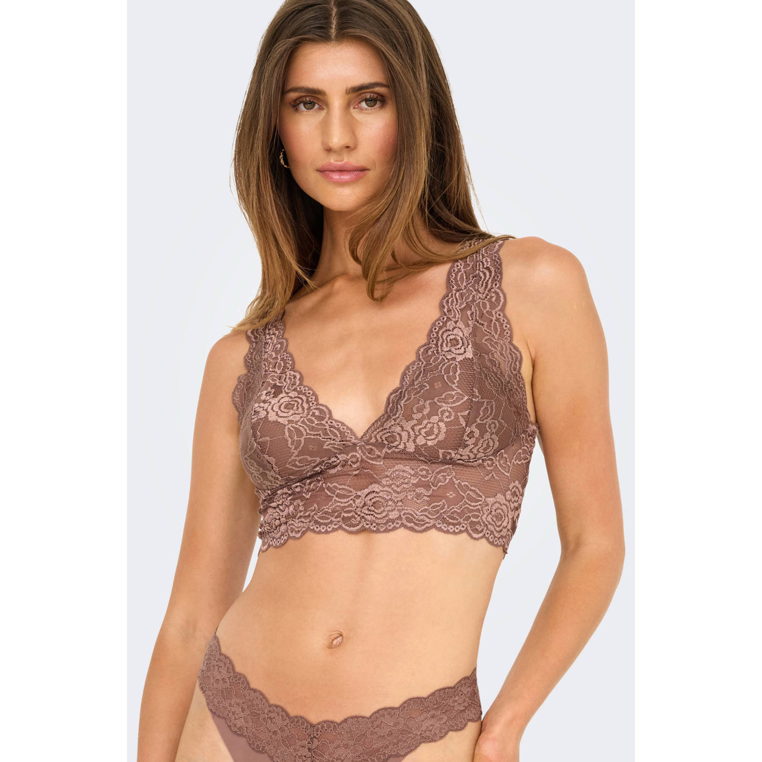 ONLY voorgevormde bralette ONLCHLOE bruin