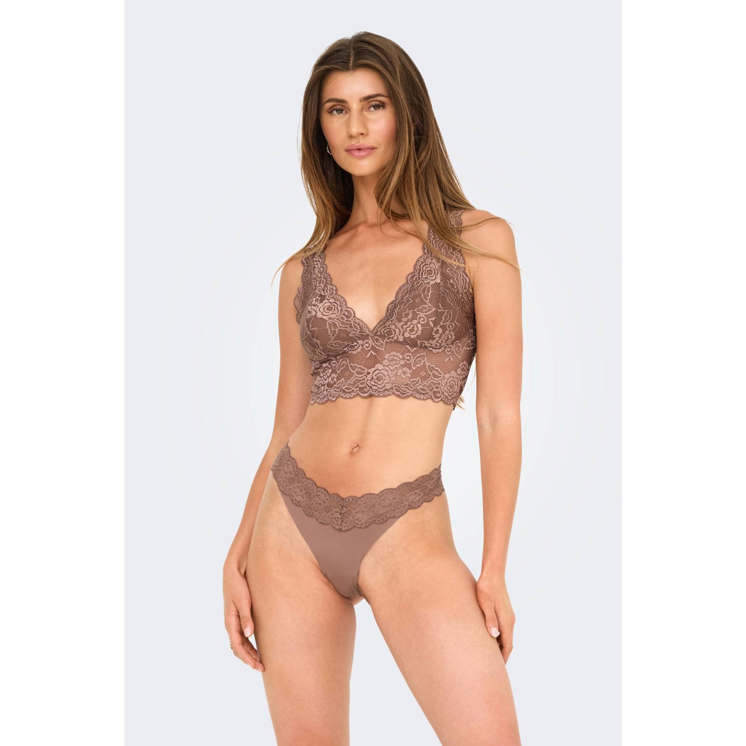 ONLY voorgevormde bralette ONLCHLOE bruin