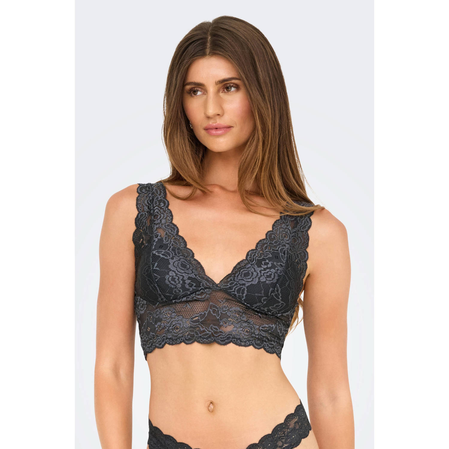 ONLY voorgevormde bralette ONLCHLOE donkergrijs