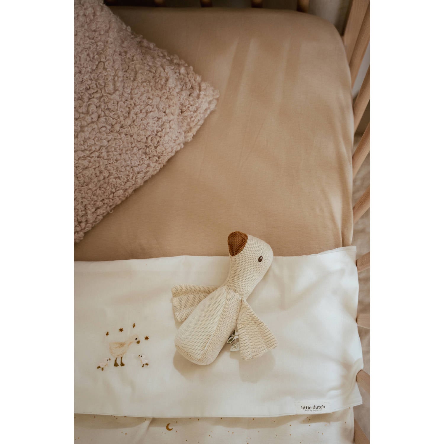 Little Dutch hoeslaken wieg Pure Soft Beige