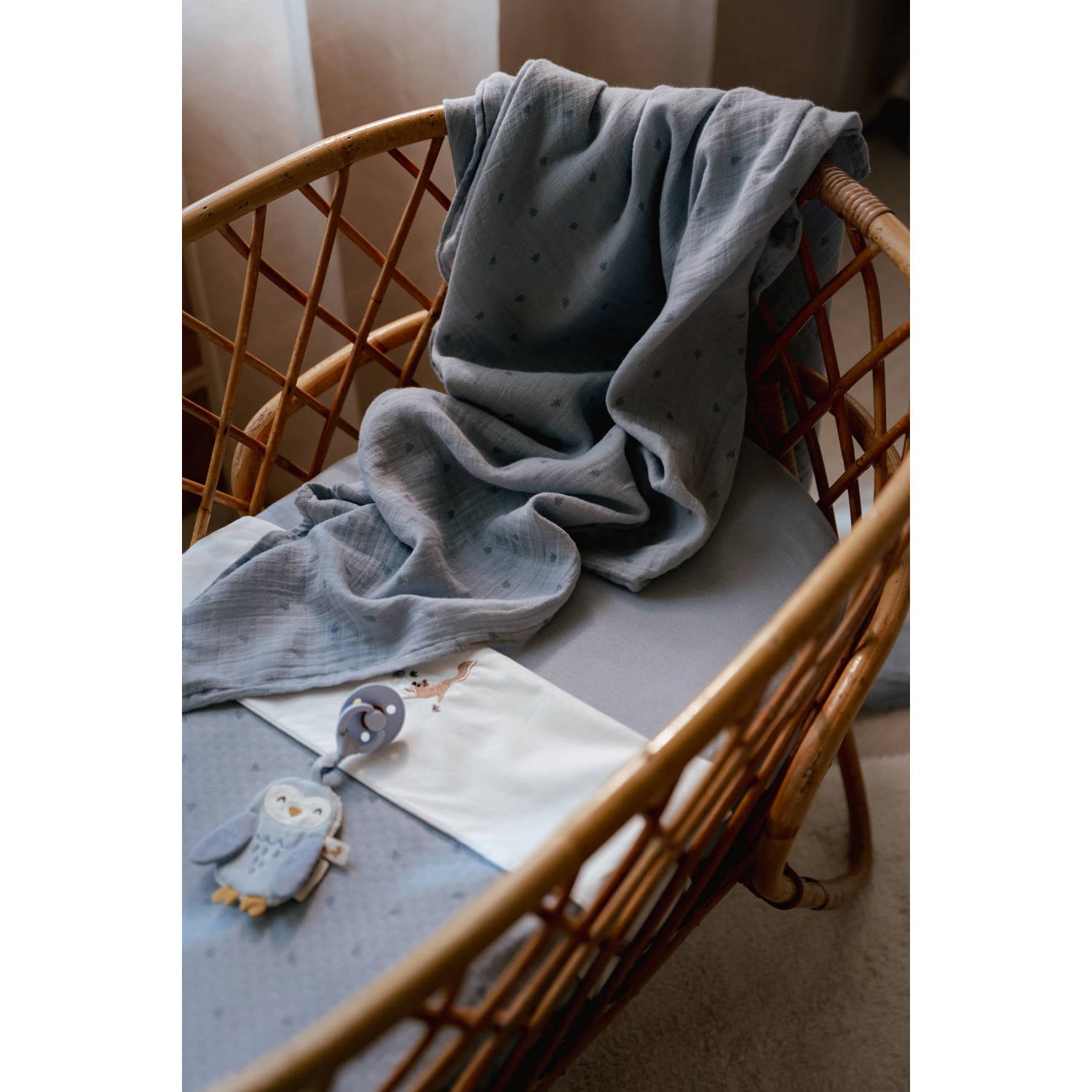 Little Dutch wiegdeken Pure Denim Blue blauw