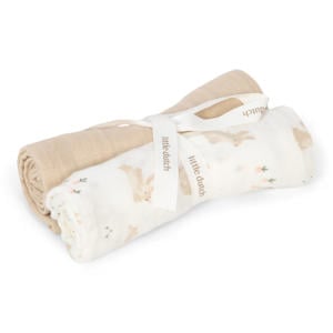 hydrofiele swaddle doek Baby Bunny - wit/beige (set van 2)