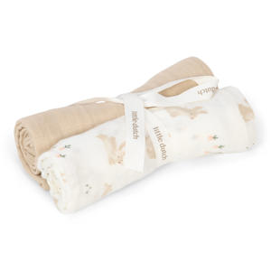 hydrofiele swaddle doek Baby Bunny - wit/beige (set van 2)
