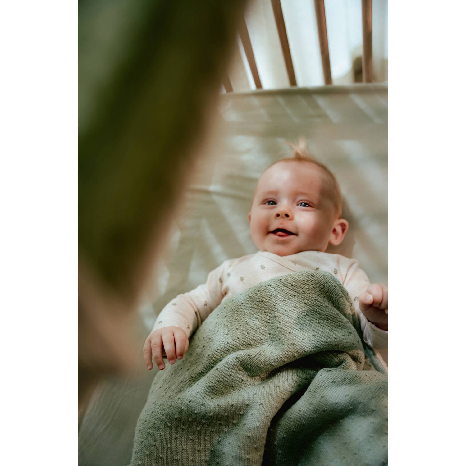 Little Dutch wiegdeken gebreid Pure Sage groen