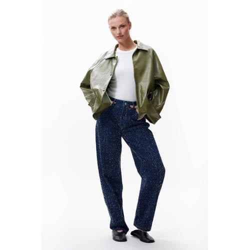 Catwalk Junkie imitatieleren jasje olijfgroen afbeelding