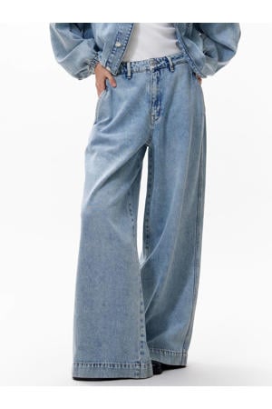 high waist wide leg jeans light blue denim