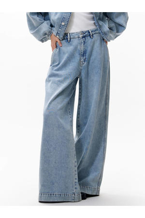 high waist wide leg jeans light blue denim