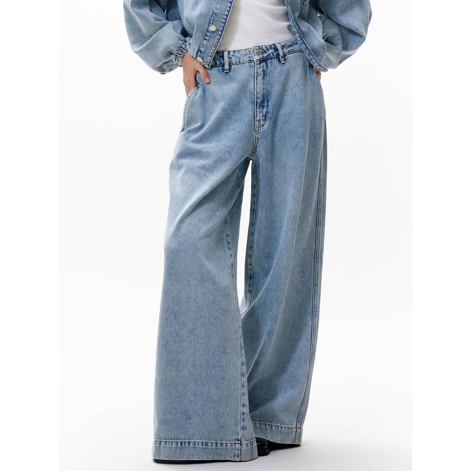 Catwalk Junkie high waist wide leg jeans light blue denim