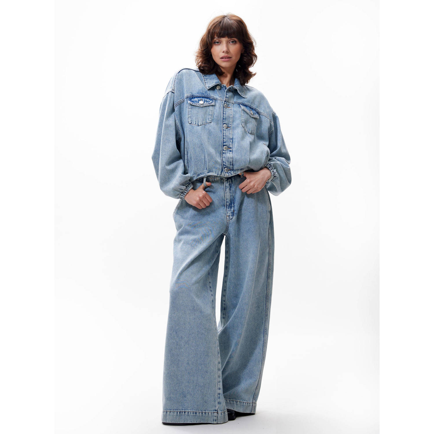 Catwalk Junkie high waist wide leg jeans light blue denim