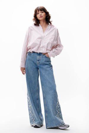 wide leg jeans light blue denim
