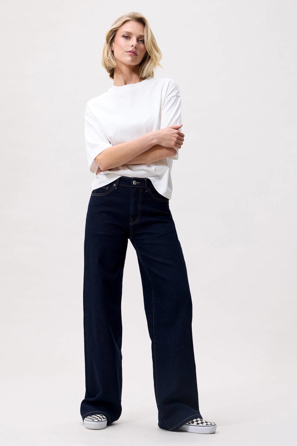 Catwalk Junkie high waist wide leg jeans dark blue denim