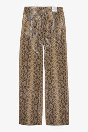 thumbnail: Catwalk Junkie imitatieleren wide leg regular waist casual broek bruin