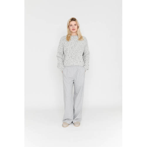 Moscow wide leg regular waist casual broek grijs melange afbeelding