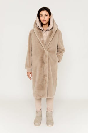 faux fur jas taupe