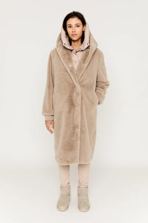 faux fur jas taupe