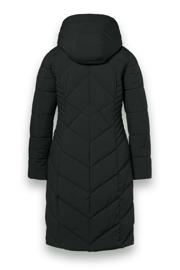 thumbnail: Zwarte dames District parka van polyester met effen, lange mouwen, capuchon, ritssluiting en imitatiebontkraag