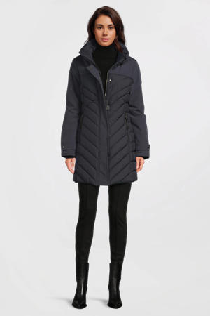 gewatteerde jas donkerblauw