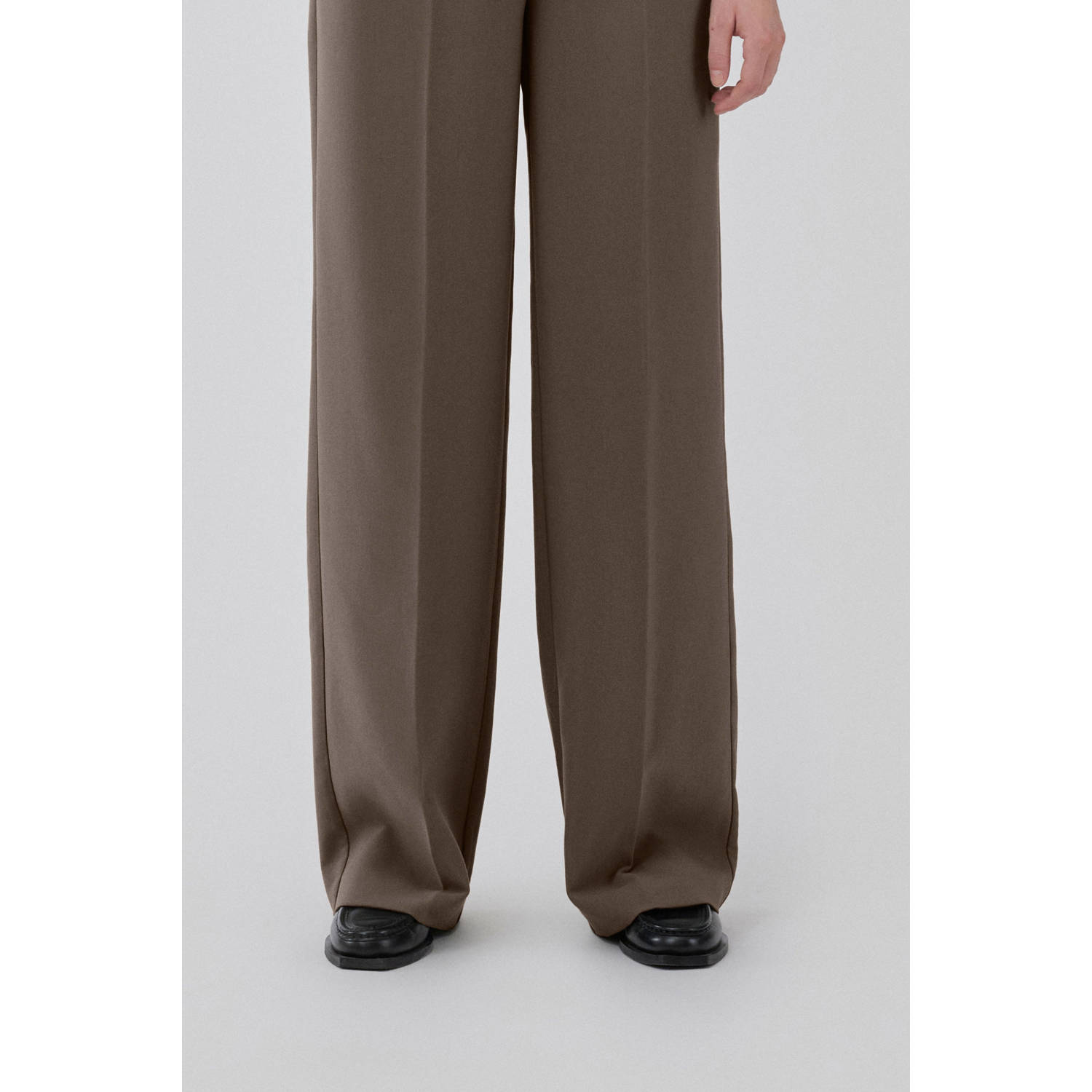 Modström straight high waist broek bruin
