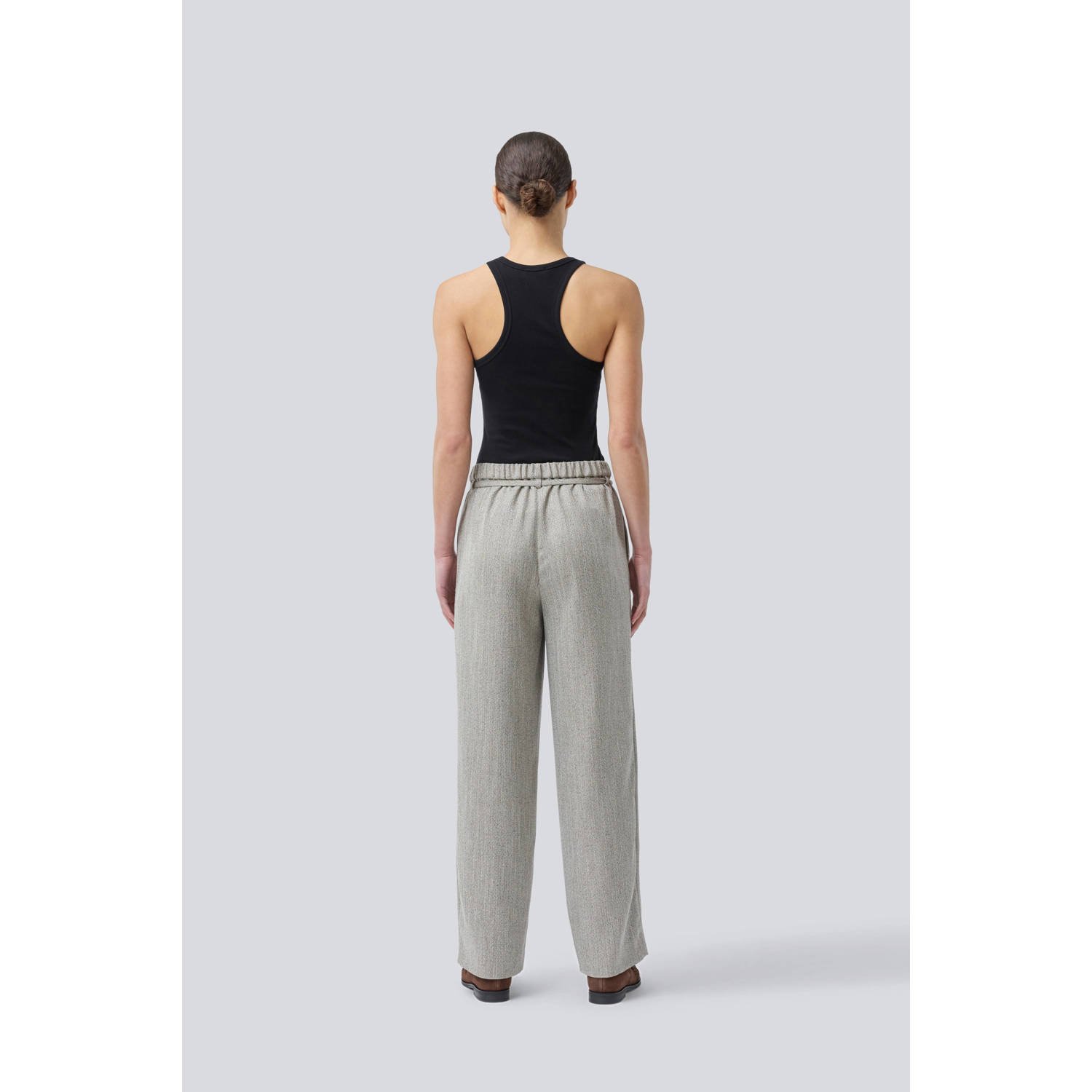 Modström straight high waist broek beige