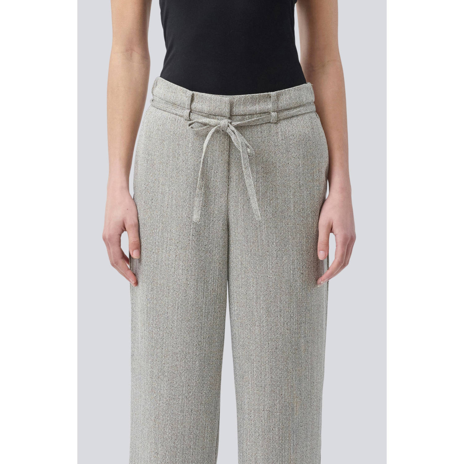 Modström straight high waist broek beige