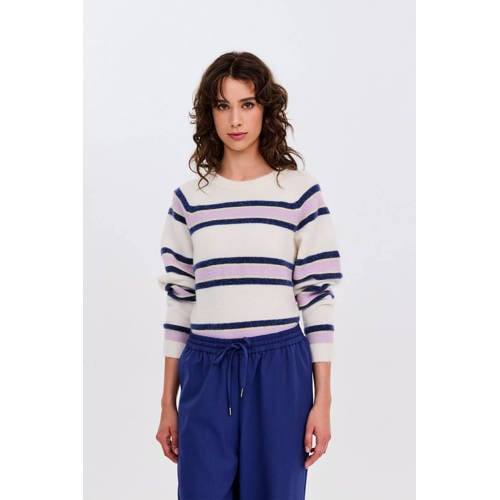 CKS gestreepte pullover met wol ecru afbeelding