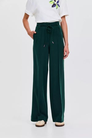 wide leg high waist broek groen