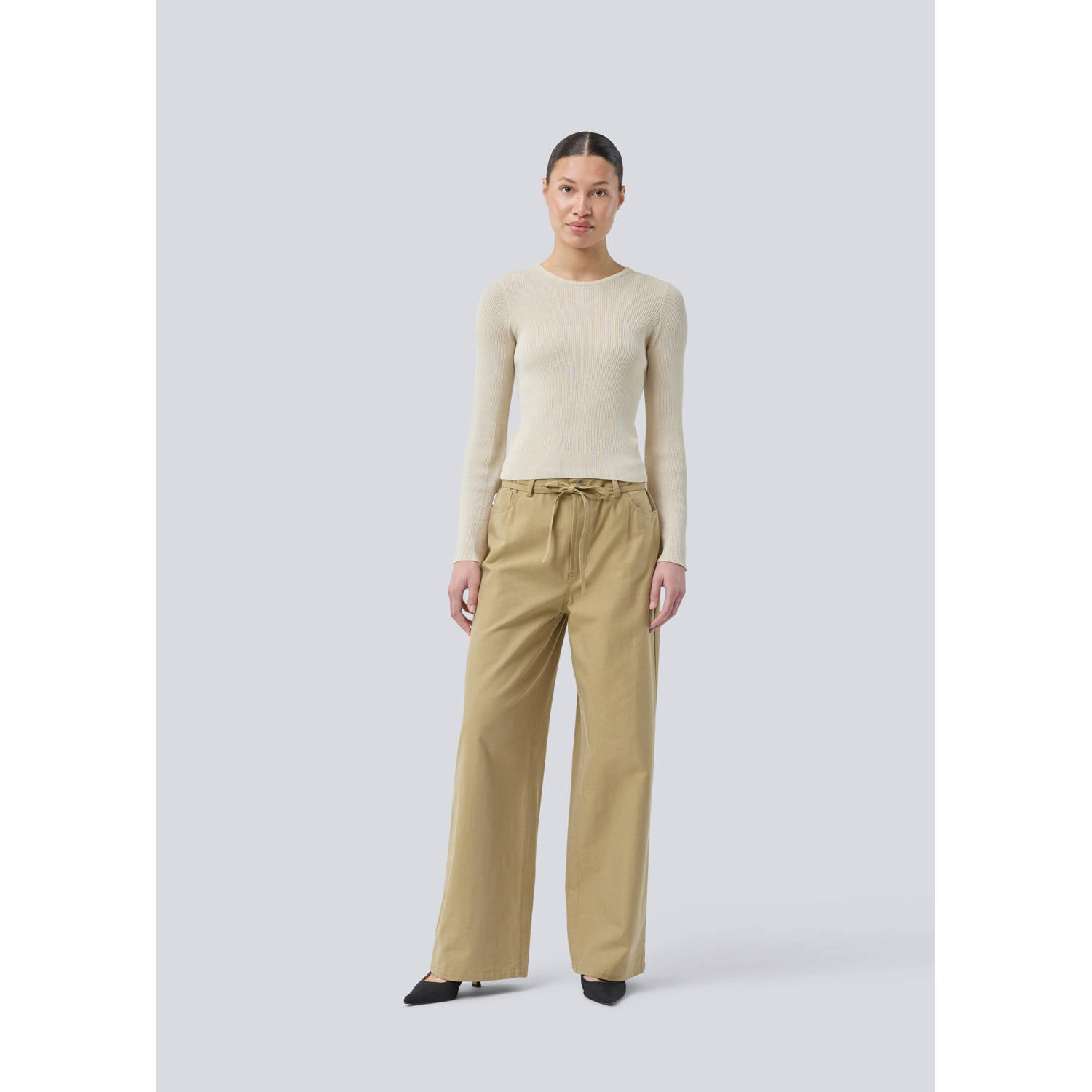 Modström wide leg high waist broek camel