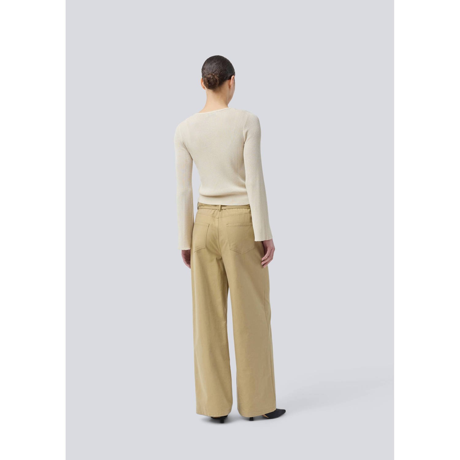 Modström wide leg high waist broek camel