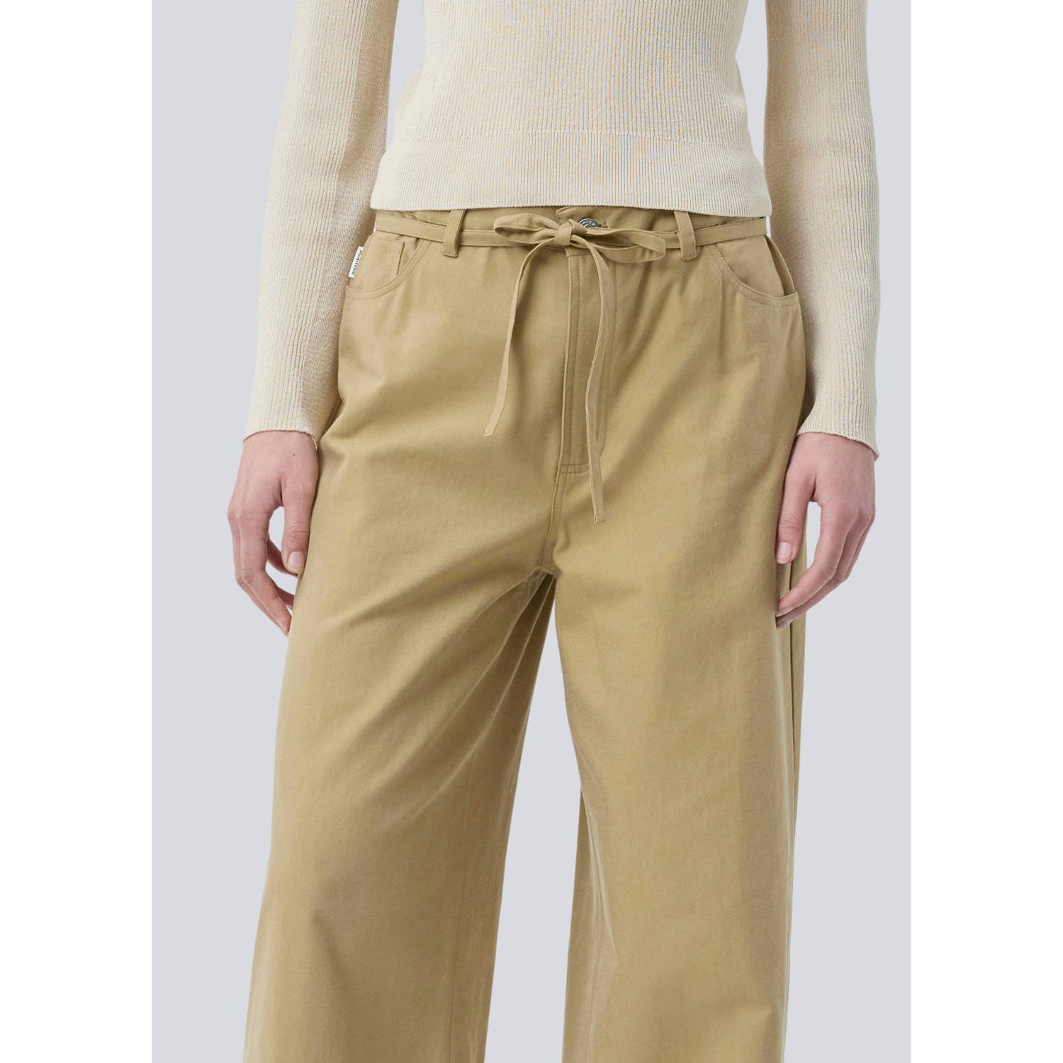 Modström wide leg high waist broek camel