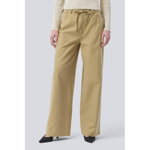 Modström wide leg high waist broek camel afbeelding