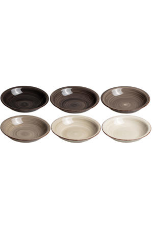 Diepe borden / Pastaborden Delice Grijs ø 21 cm - 6 stuks