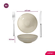 thumbnail: Cookinglife Diepe Borden / Pastaborden Coastal Lines Ocean Beige ø 18 cm - 6 Stuks