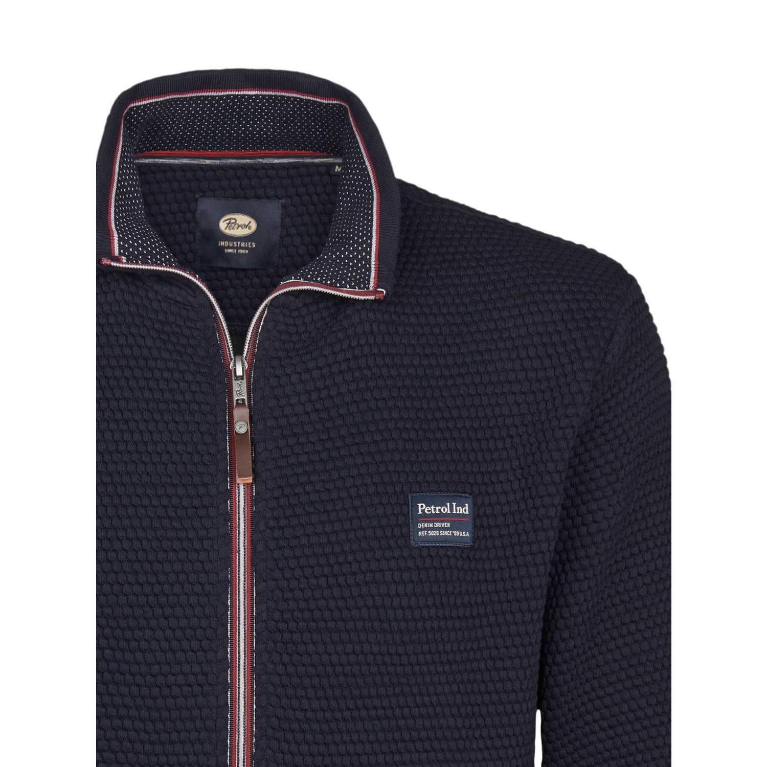 Petrol Industries sweatvest met textuur donkerblauw