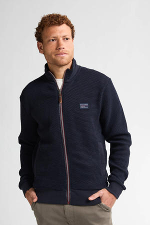 sweatvest met textuur donkerblauw
