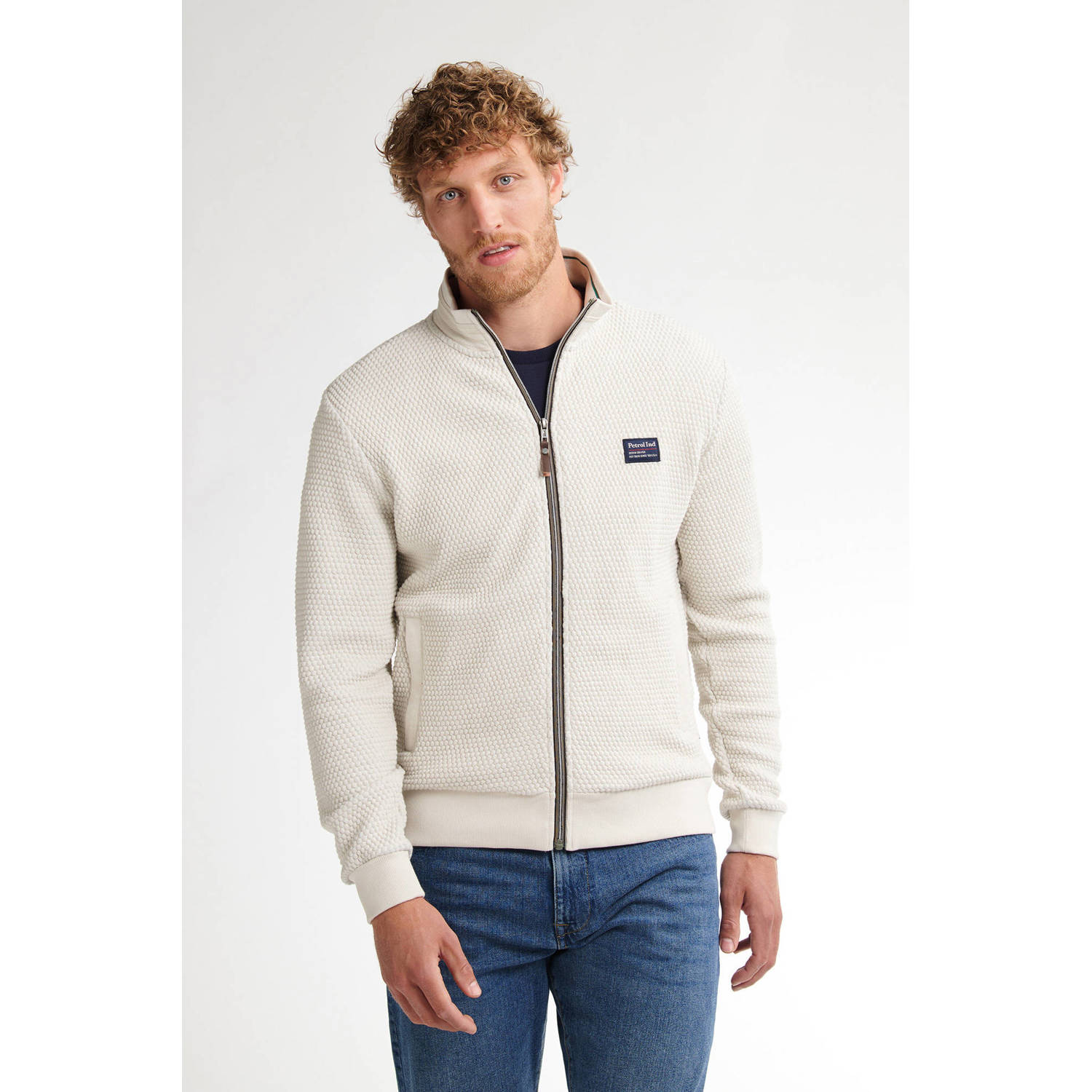 Petrol Industries sweatvest met textuur ecru