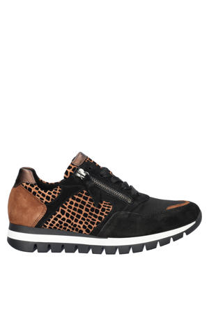 Comfort Optifit comfort leren sneakers zwart/cognac