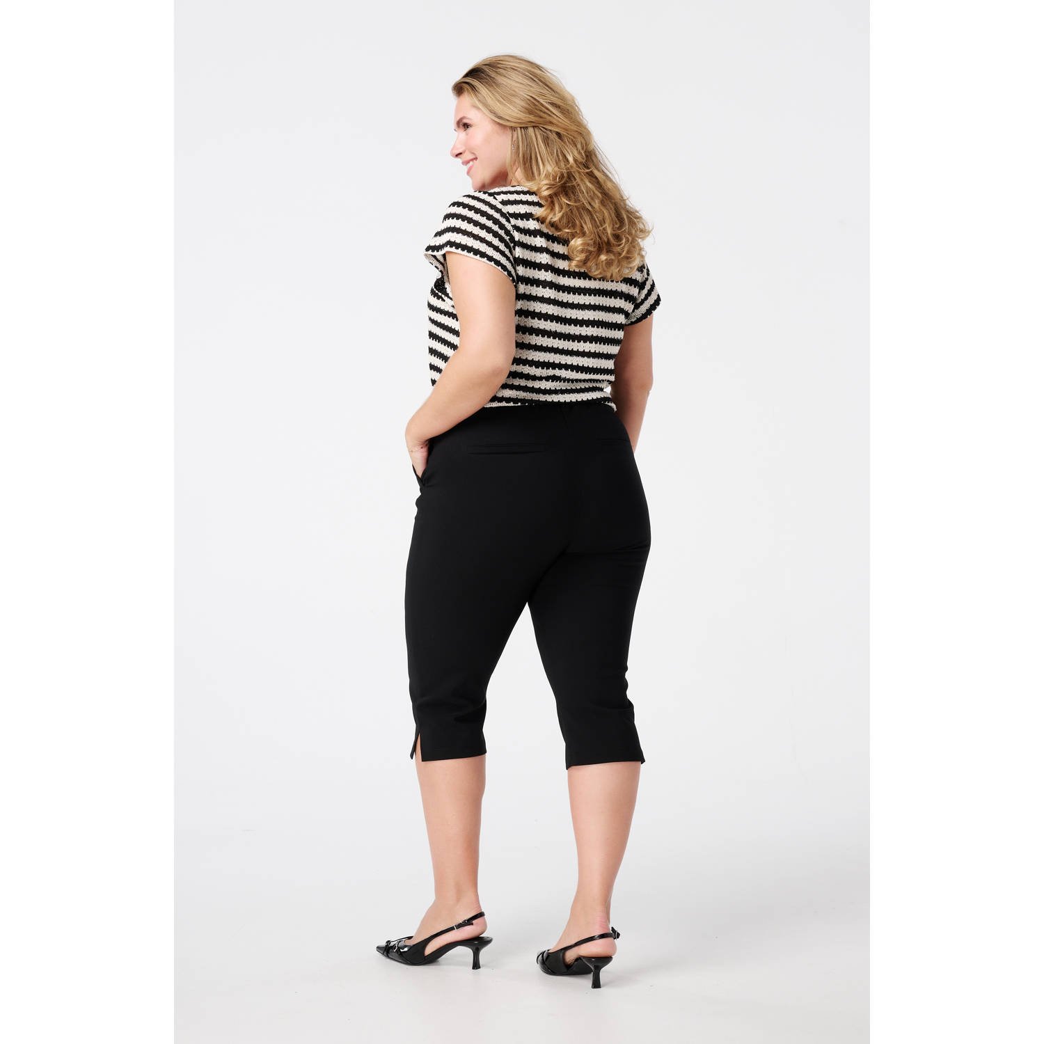 MS Mode regular waist broek zwart