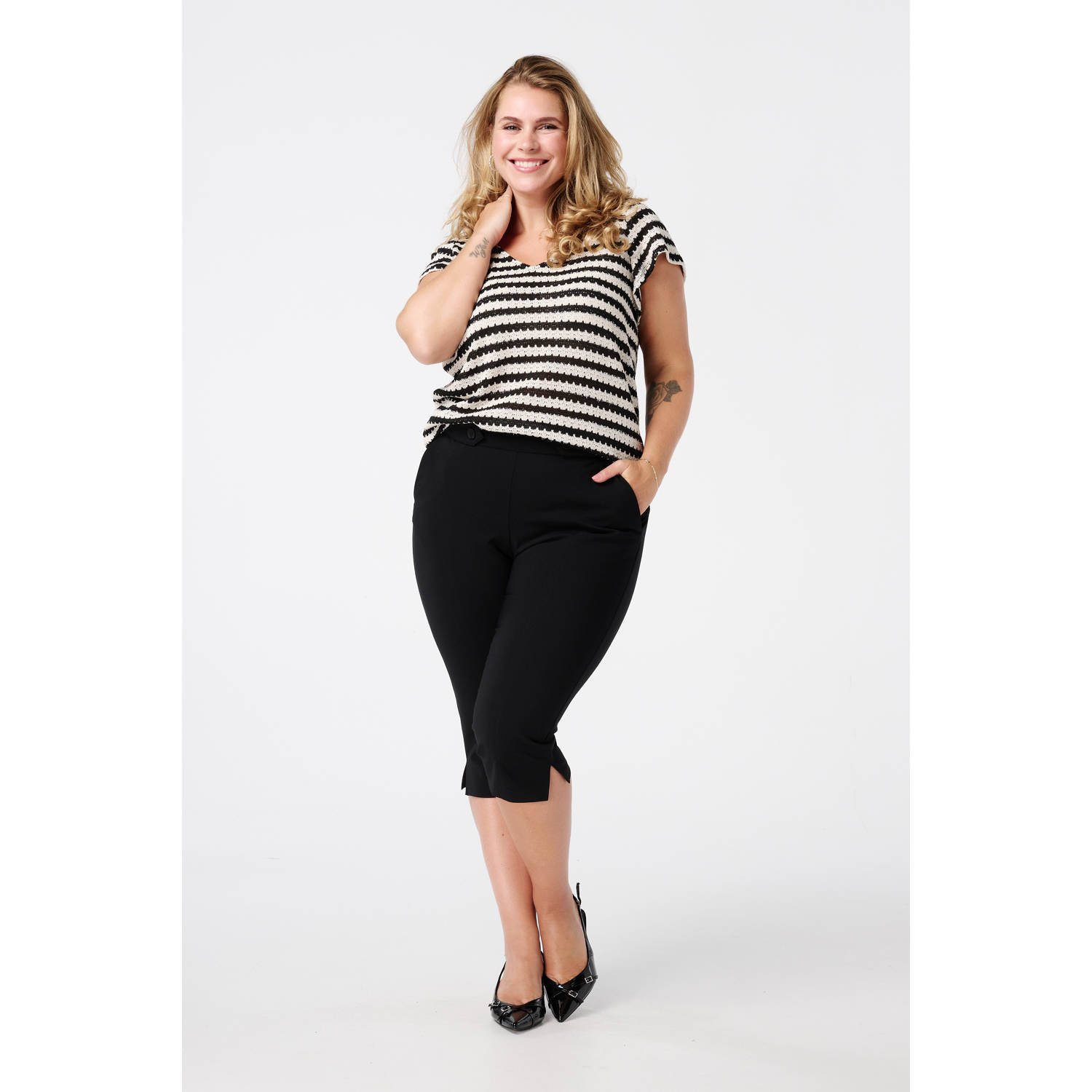 MS Mode regular waist broek zwart