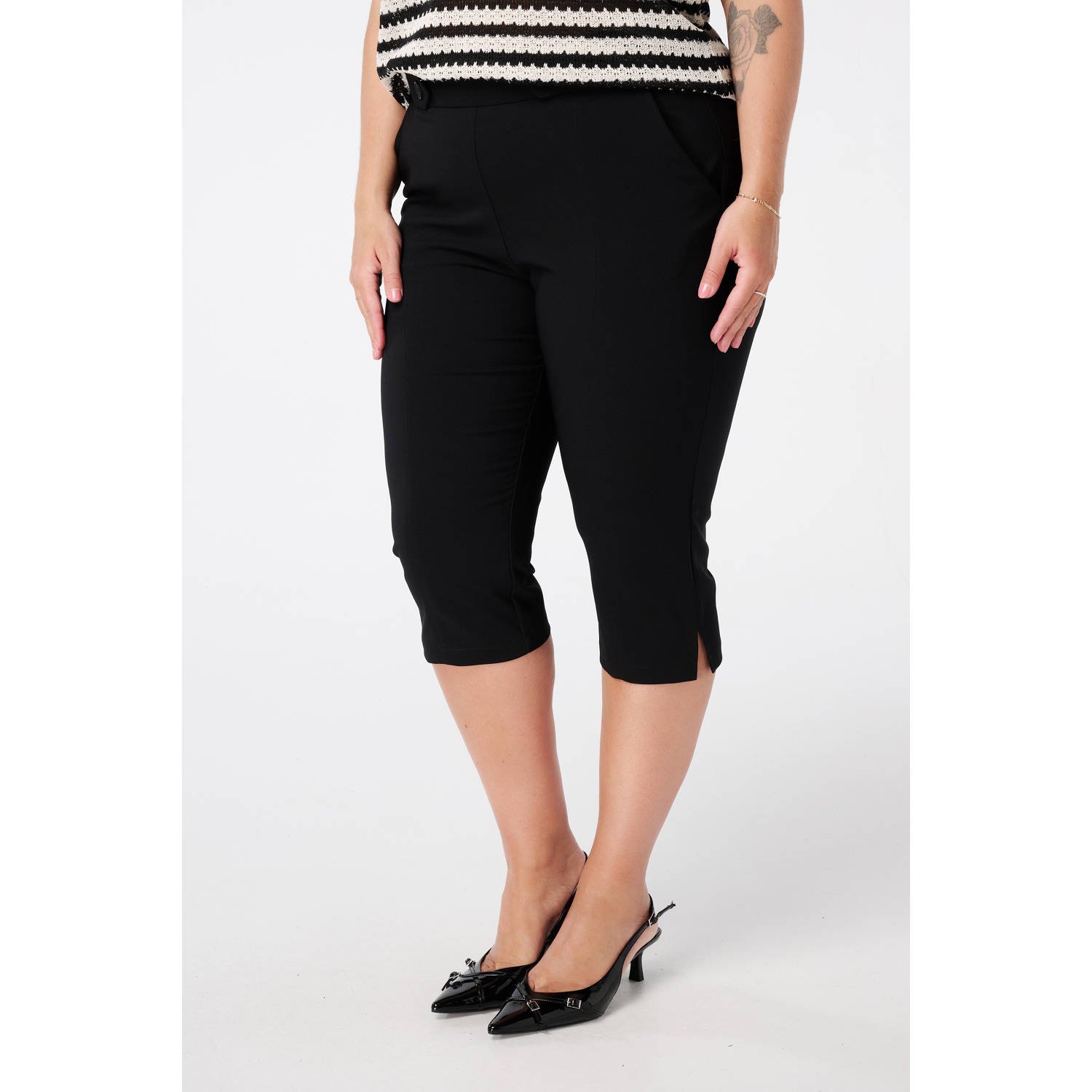 MS Mode regular waist broek zwart