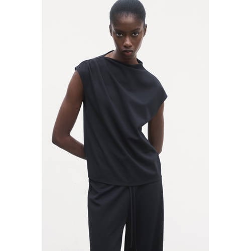 Mango mouwloze top donkerblauw afbeelding