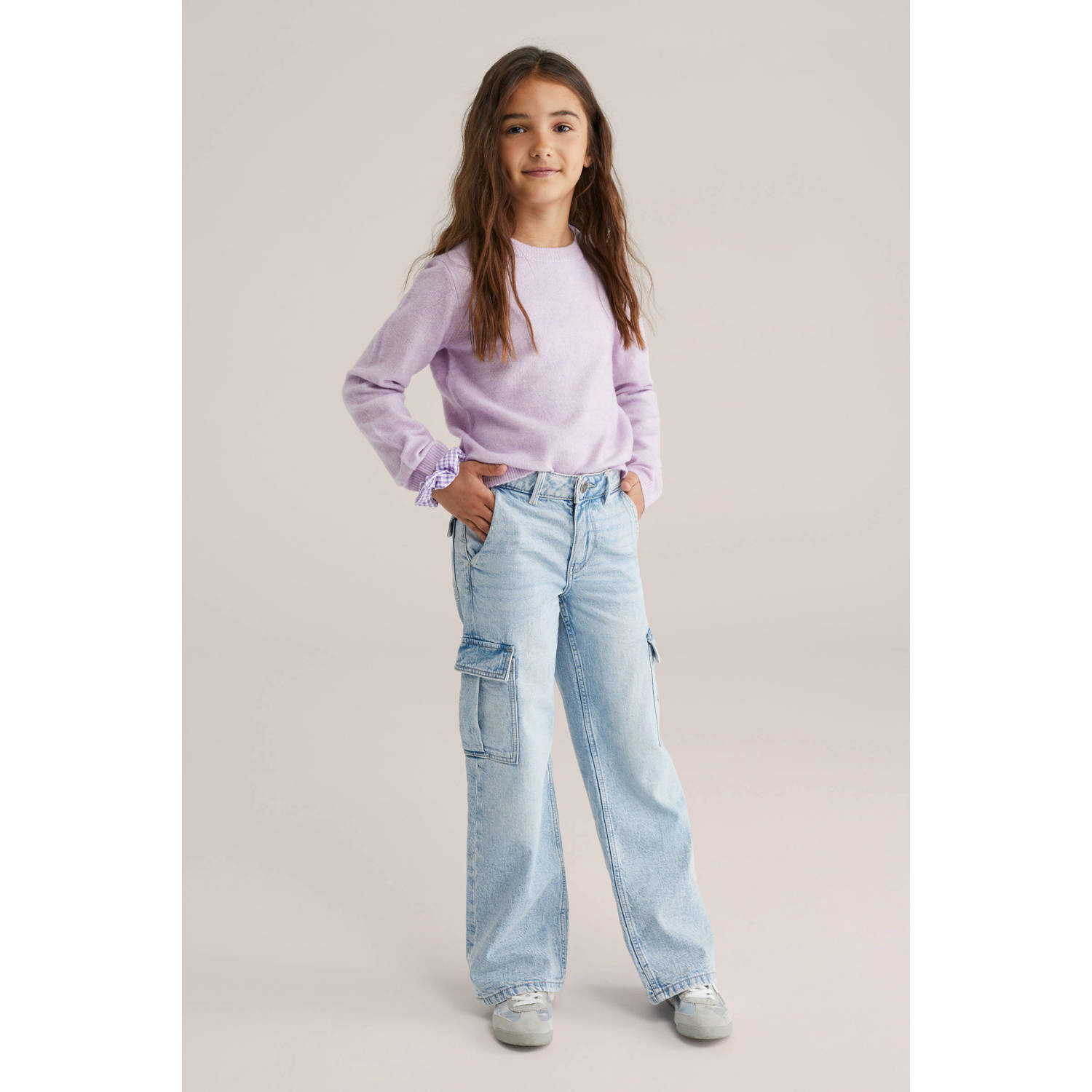 WE Fashion trui lila fijn gebreid
